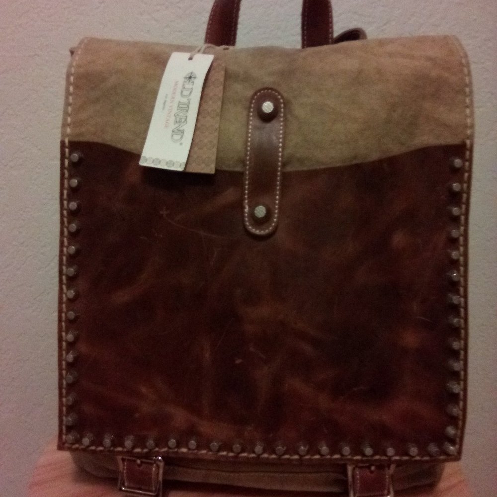 Old Trend Canvas Brown and Tan Backpack Handbag NEW WITH TAGS